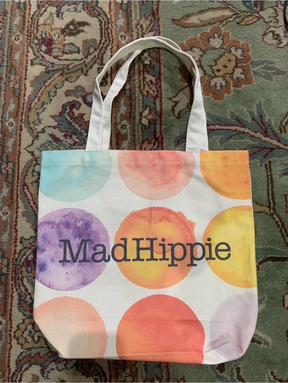 Mad Hippie Canvas Tote Bag Multi Colored Large Polka Dots